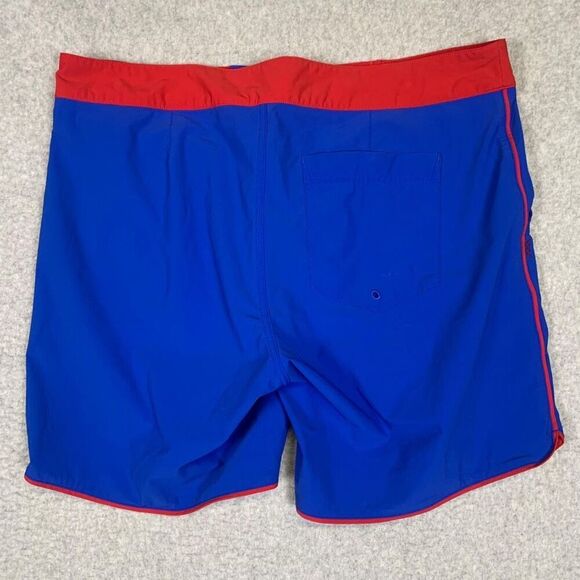 Rhone Men's Size 34 Blue Red Color block Board Shorts Swim Trunk Buttoned - Picture 11 of 12